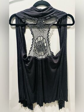 Women’s Vintage Arden B Vest Cardigan Sleevelss Smock Top Lace Crochet size S-M